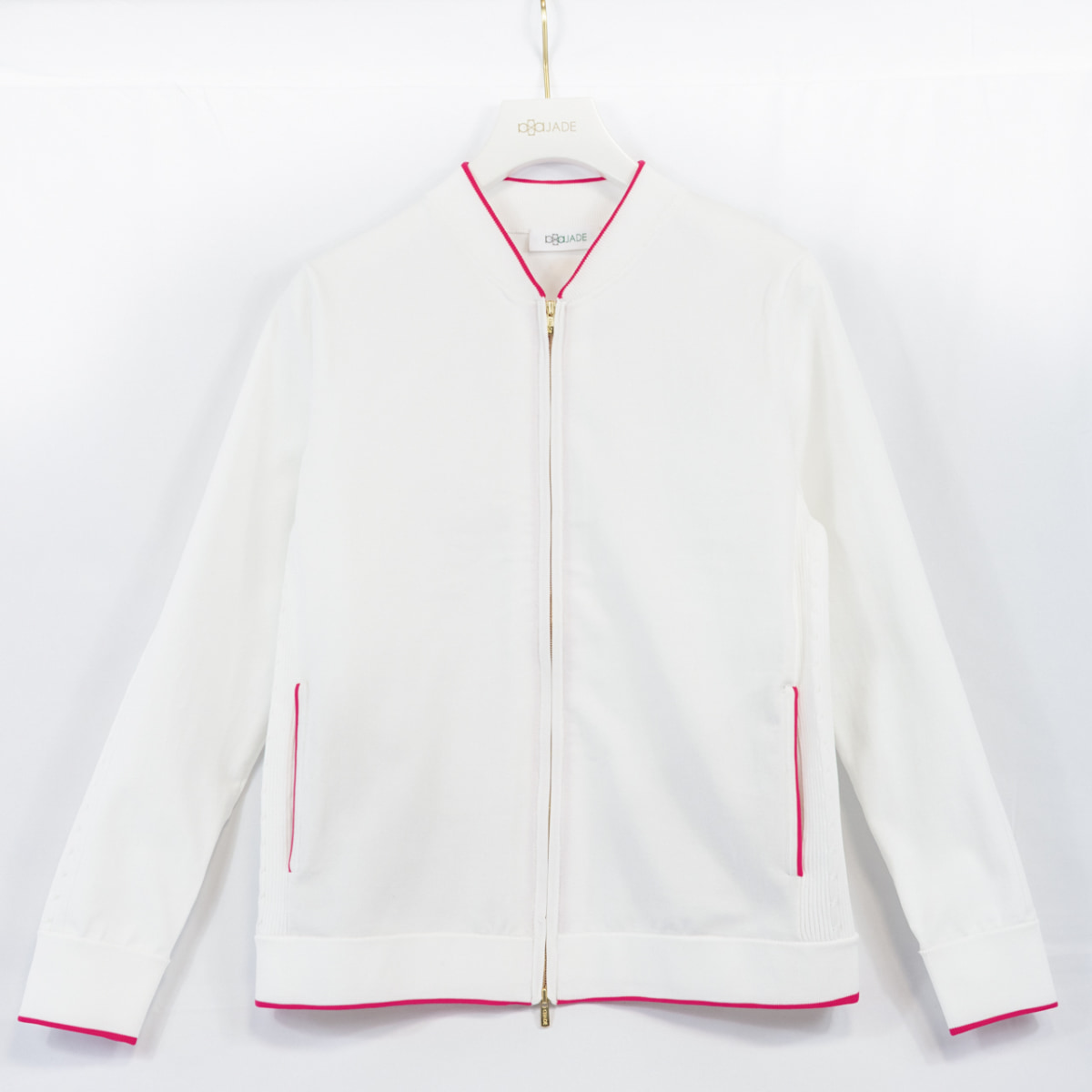 【SALE】Boulson – Water Resistance ～撥水ニットブルゾン～ white-fuchsia